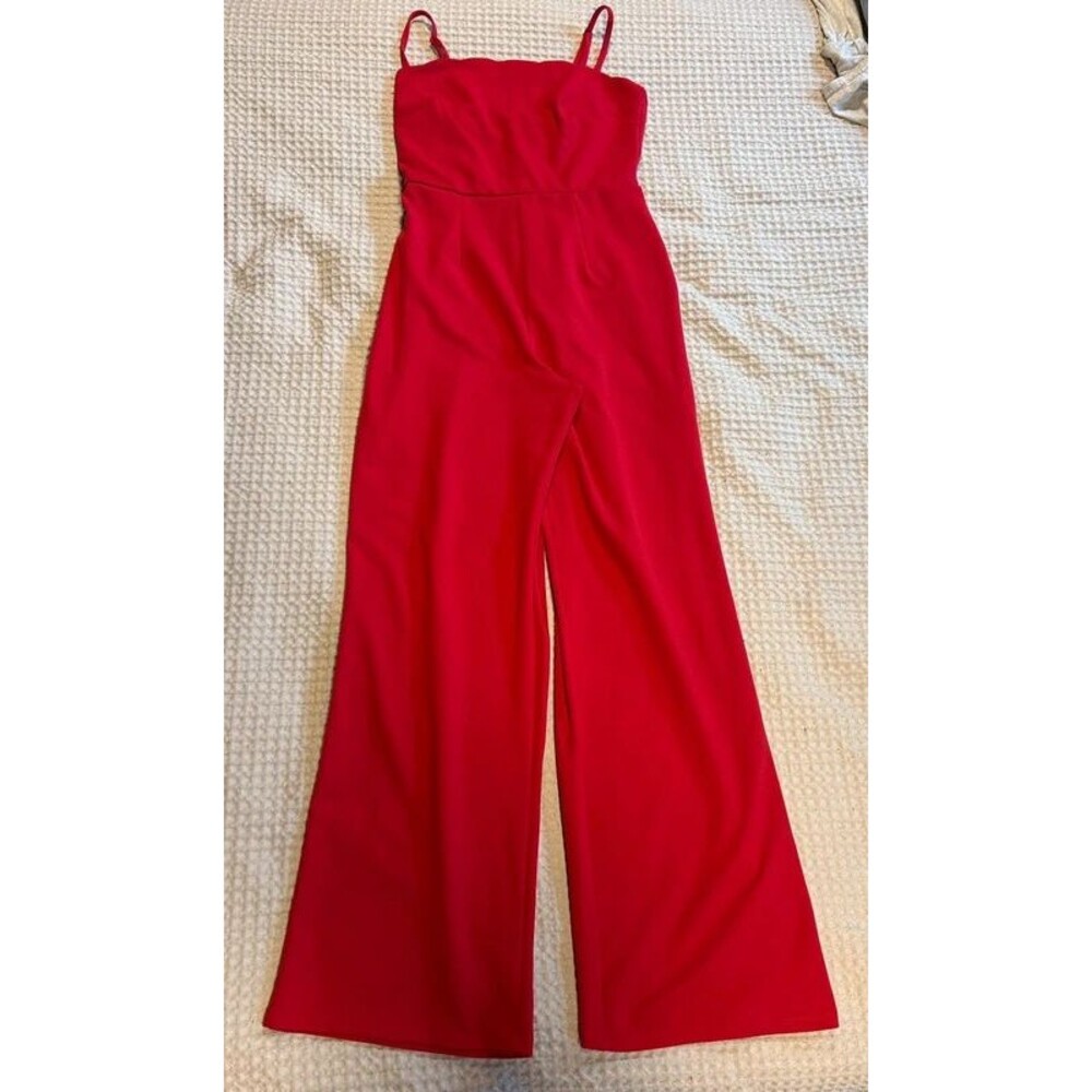 Trixxi Red Wide Leg Jumpsuit Spaghetti Strap Size Small